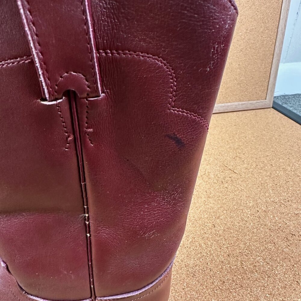 Vintage Tony Lama Burgundy Red Womens Cowboy Cowgirl Roper Boots Size 5 A - Picture 9 of 10